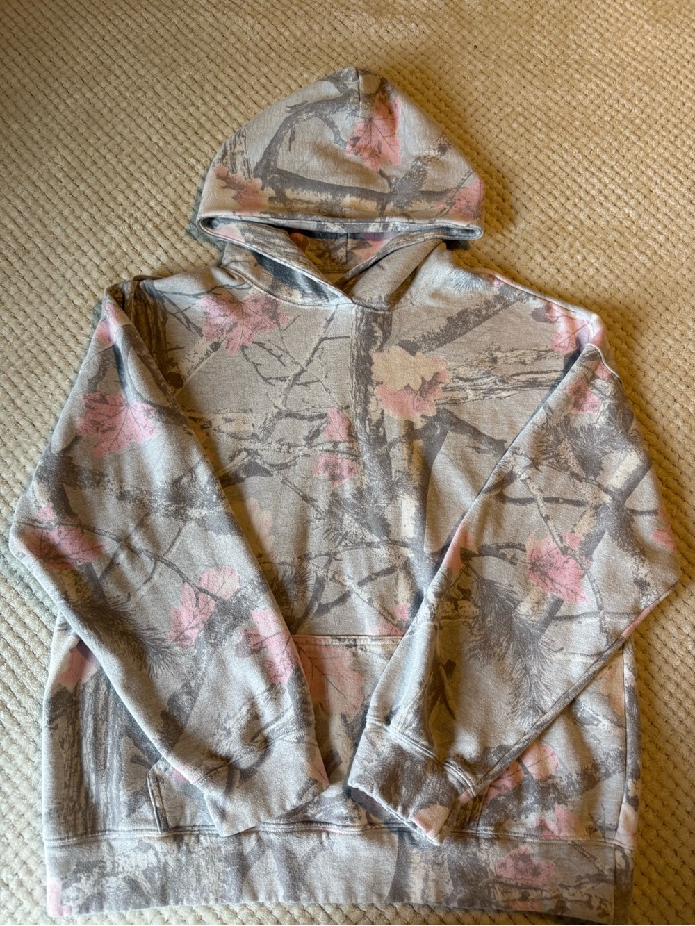 Gray and Pink Camo Hooded Sweatshirt - women
